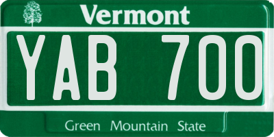 VT license plate YAB700