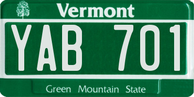 VT license plate YAB701
