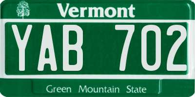 VT license plate YAB702