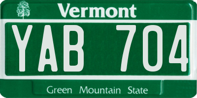 VT license plate YAB704