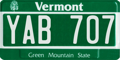 VT license plate YAB707