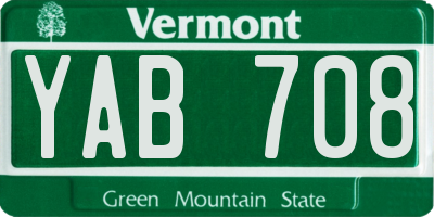 VT license plate YAB708