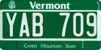 VT license plate YAB709