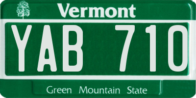 VT license plate YAB710