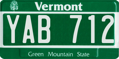 VT license plate YAB712