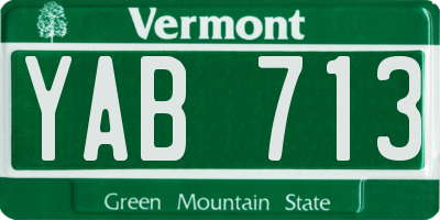 VT license plate YAB713