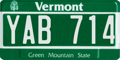 VT license plate YAB714
