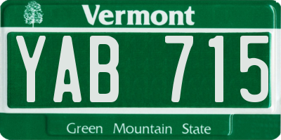 VT license plate YAB715
