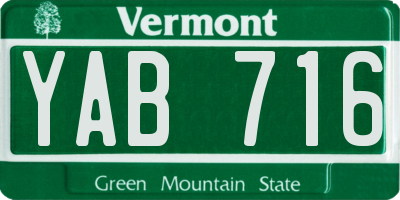 VT license plate YAB716