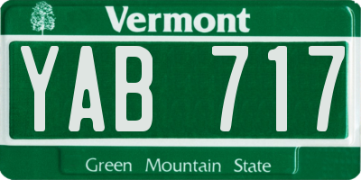 VT license plate YAB717