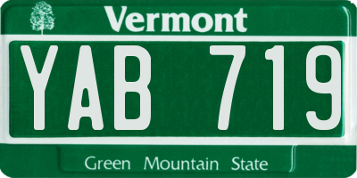 VT license plate YAB719