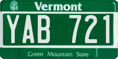 VT license plate YAB721