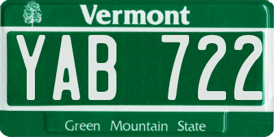 VT license plate YAB722