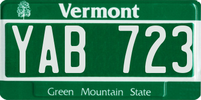 VT license plate YAB723