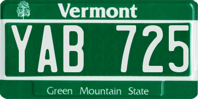 VT license plate YAB725