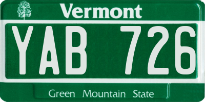 VT license plate YAB726