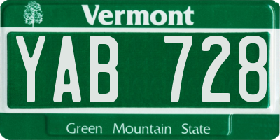 VT license plate YAB728