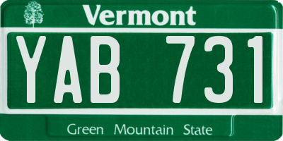 VT license plate YAB731