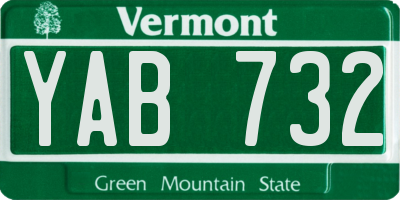 VT license plate YAB732