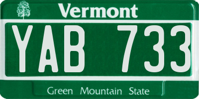 VT license plate YAB733