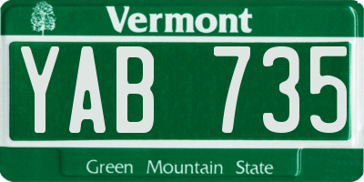 VT license plate YAB735