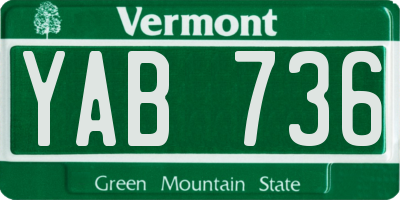 VT license plate YAB736