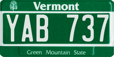 VT license plate YAB737