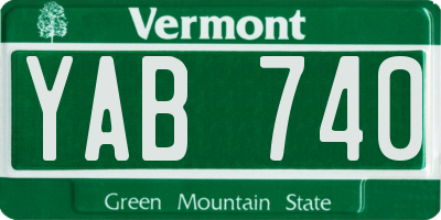 VT license plate YAB740