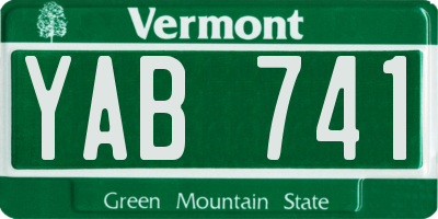 VT license plate YAB741