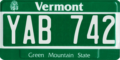 VT license plate YAB742