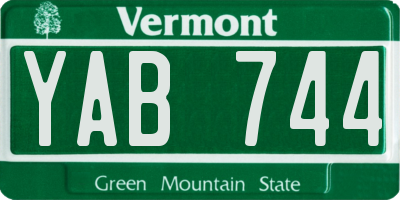 VT license plate YAB744