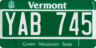 VT license plate YAB745