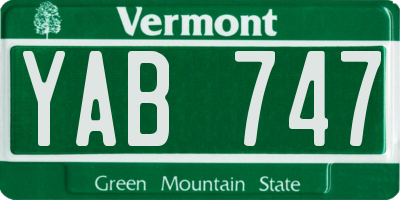 VT license plate YAB747