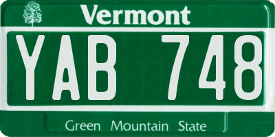 VT license plate YAB748