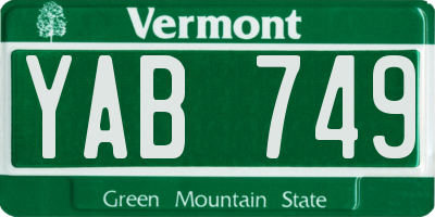 VT license plate YAB749