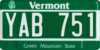VT license plate YAB751