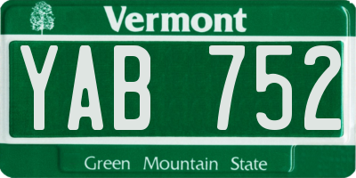 VT license plate YAB752