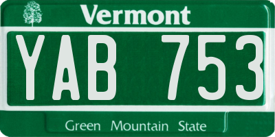 VT license plate YAB753