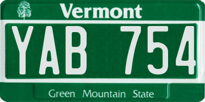 VT license plate YAB754