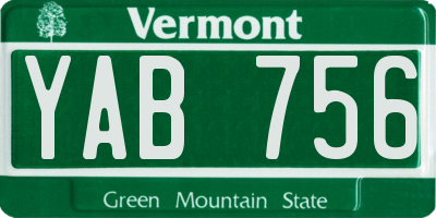 VT license plate YAB756