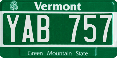 VT license plate YAB757