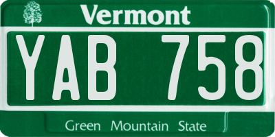 VT license plate YAB758