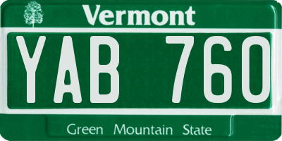 VT license plate YAB760