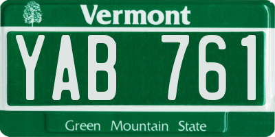 VT license plate YAB761