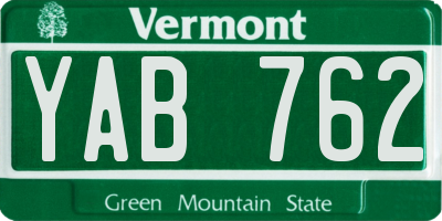 VT license plate YAB762