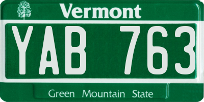 VT license plate YAB763