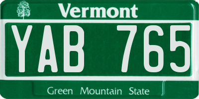 VT license plate YAB765