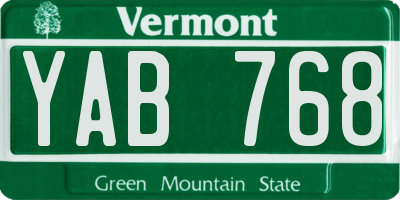 VT license plate YAB768