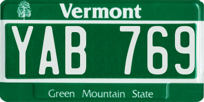 VT license plate YAB769