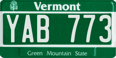 VT license plate YAB773